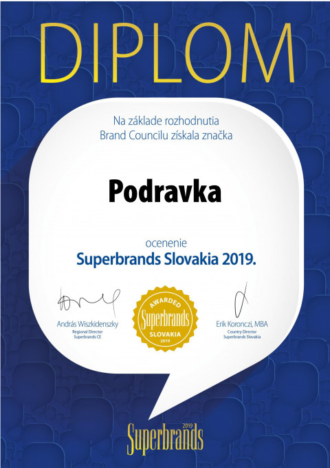 Ocenenie Superbrands Slovakia 2019 opäť pre Podravku
