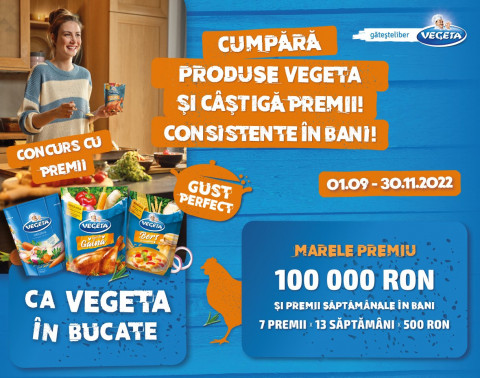 Cu Vegeta in bucate… si cu bani in buzunar! Bucura-te de gustul inconfundabil Vegeta si poti castiga premii consistente in bani!